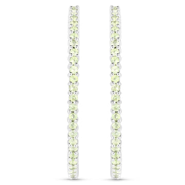 Quintessence Fine Fashion Jewelry-Earrings Peridot Gemstone Hoop Earrings: Peridot,Amethyst or Blue Topaz in 925 Sterling Silver
